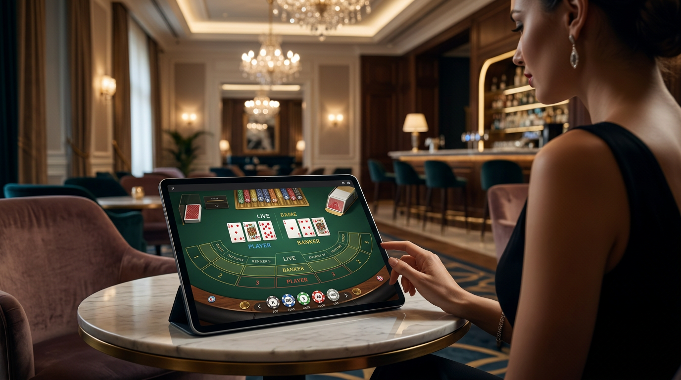 Luksusowy stół do gry w baccarat online w nowoczesnym kasynie