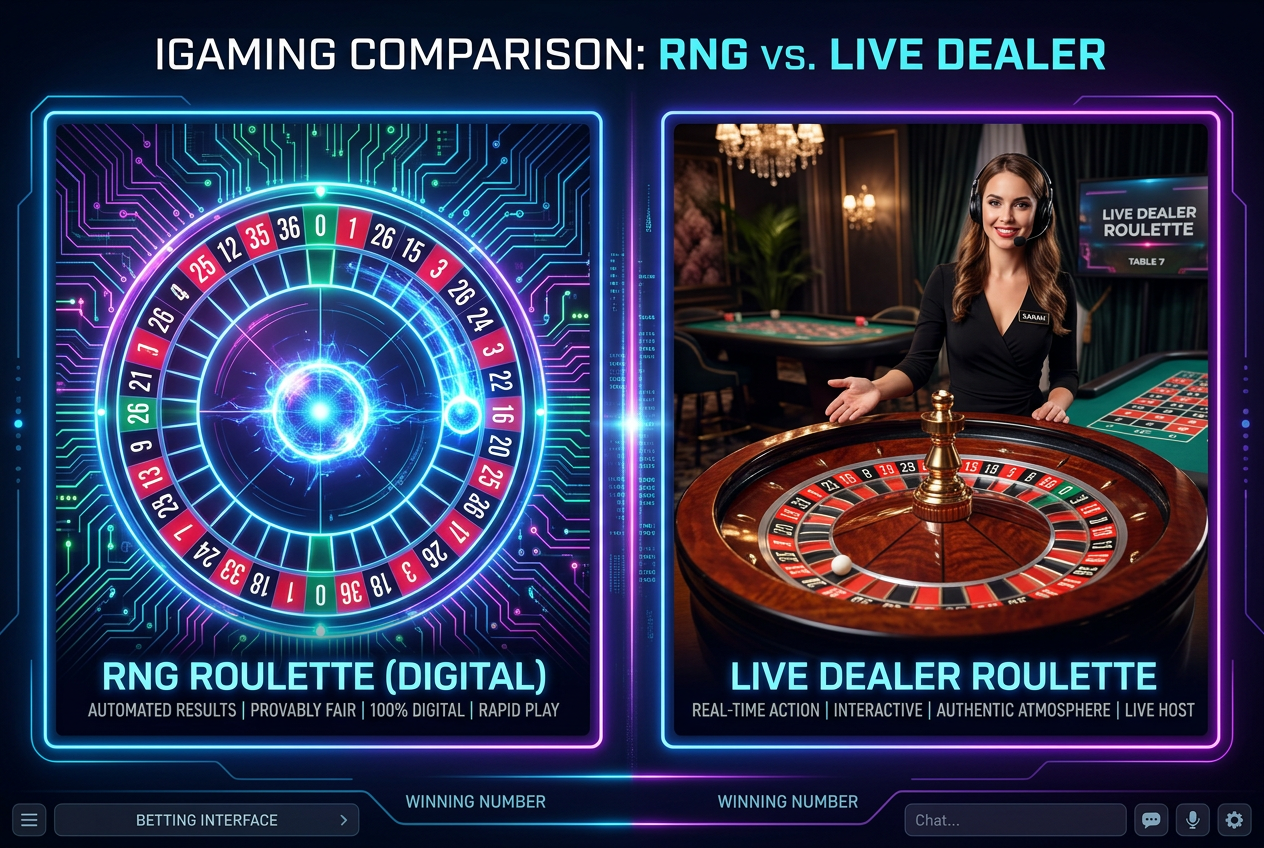 Porównanie mechanizmu RNG i studia ruletki na żywo 4K